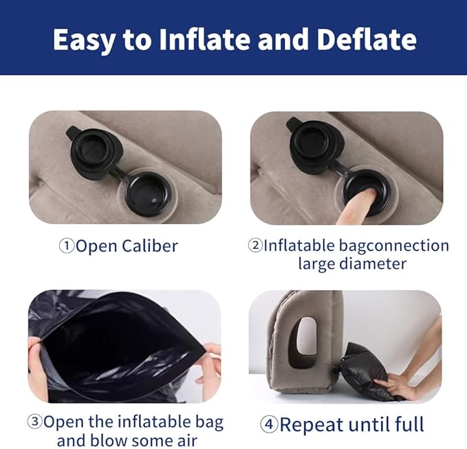 Airplane Neck Pillow for Long Flight,Sleep Support Travel Pillows Essentials Neck Pillow Airplane Sleeping Lightweight Inflatable Travel Pillow