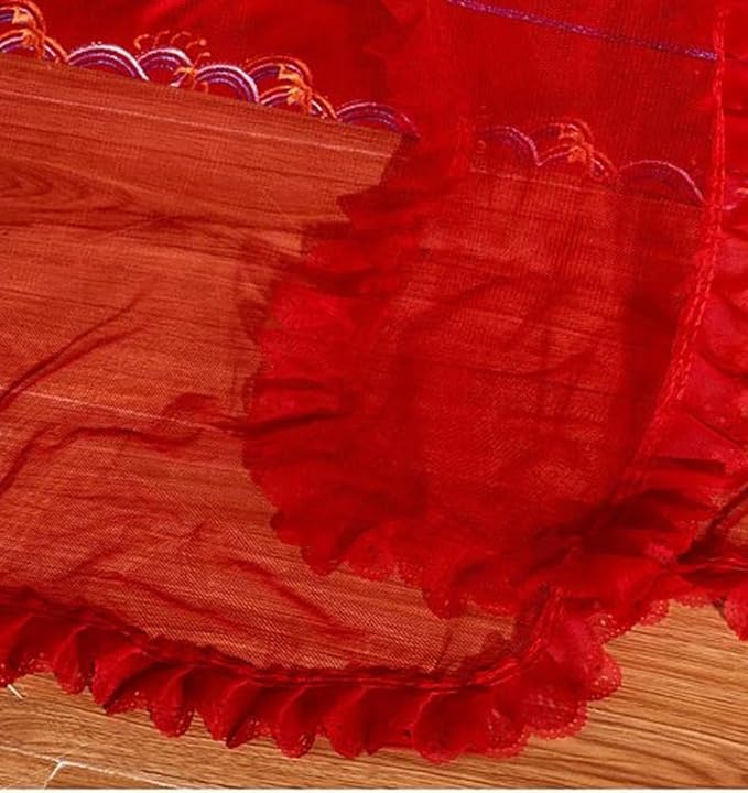 Mengersi Red Canopy Bed Curtains Bed Canopy,Four Corner Post Bed Curtains Elegant Bed Draperies Bedroom Decoration,California King