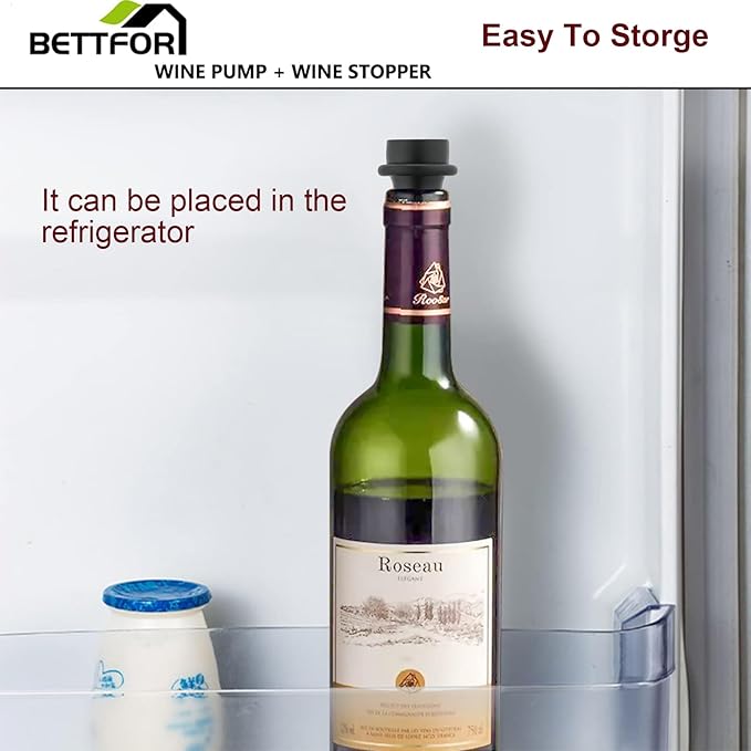 Wine Saver Pump with 8 Vacuum Wine Stoppers, Wine Bottle Stoppers with Food Grade Silicone Leak proof Keep Fresh Suitable for All Standard Wine Bottles