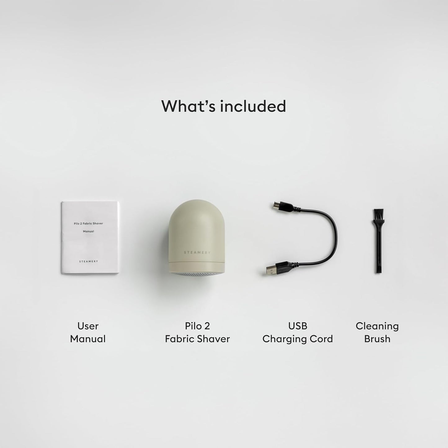 Steamery Fabric Shaver Pilo 2, Removes Lint and Pilling from Clothes and Textiles, Rechargeable Lint Remover with USB, Beige