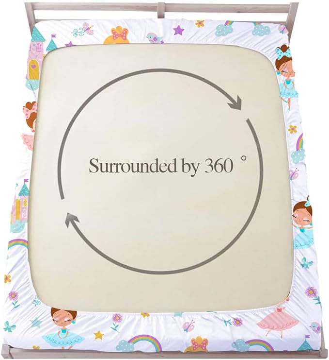 Girls Princess Fitted Sheet Set for Kids Teens Dancing Castle Crown Bed Sheet Queen Size 3D Print Dreaming Style Sheet Set 3 Piece