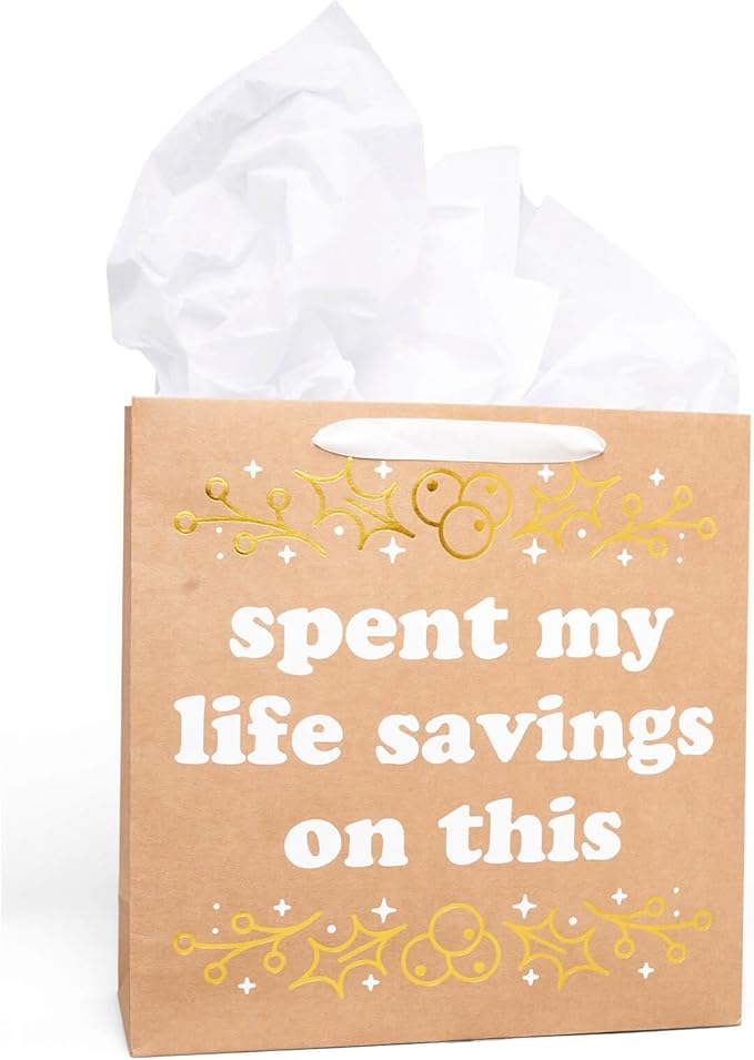 Tipsy Elves Christmas Gift Bags with Included Tissue Paper - Sleigh Bells and Sass Gift Bags - One Size Only - Pack of 6 Bags