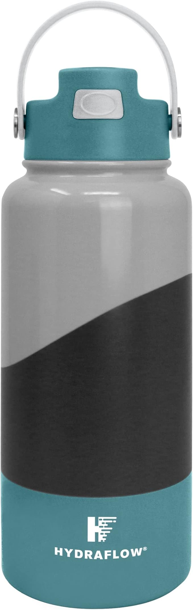 Hydraflow Hybrid - Triple Wall Vacuum Insulated Water Bottle with Flip Straw (34oz, CB Midnight) Stainless Steel Metal Thermos, Reusable Leak Proof BPA-FREE for Sports and Travel