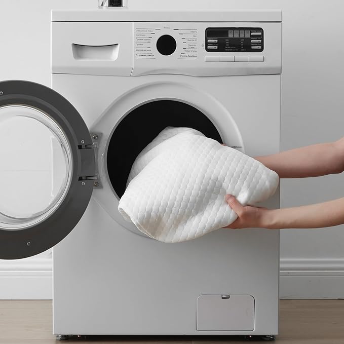 Queen Bed Wedge Pillow for Headboard, Foam Pillow Wedge for Headboard Gap, Mattress Bed Gap Filler Queen, Triangle Pillow Wedge, Anti-slip Bed Crack Space Filler (60"×10"×6") Air-Layer White