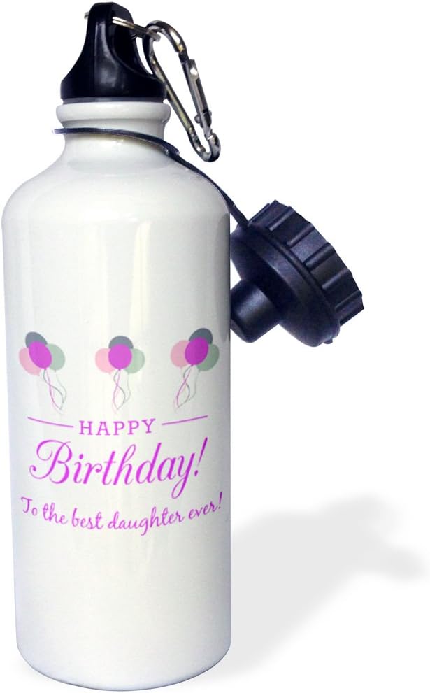 3dRose Happy Birthday-Best Daughter Ever-Sports Water Bottle, 21oz , 21 oz, Multicolor