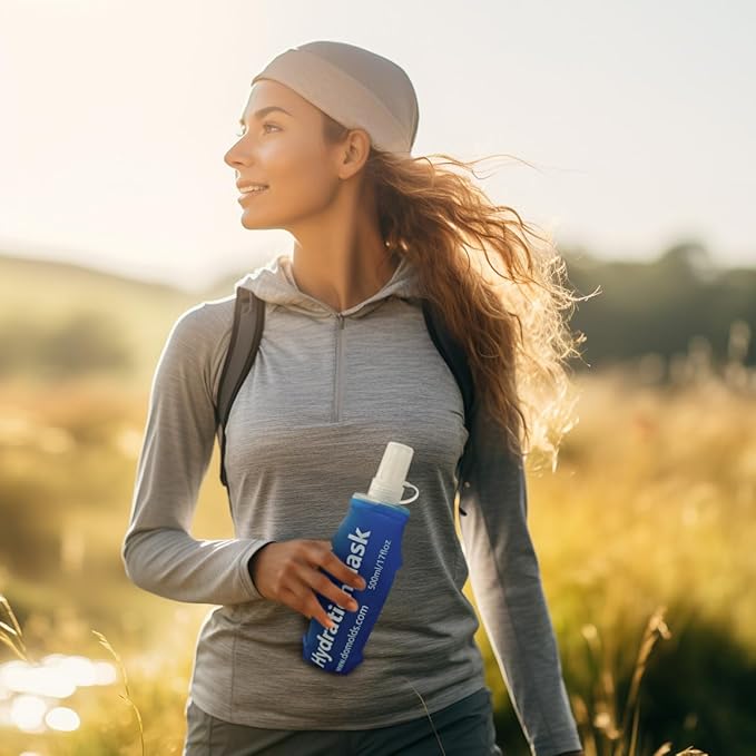 250ML Soft Flask, Running Water Bottle Foldable TPU Hydration Flask for Running Hydration Pack Cycling Hiking Marathon