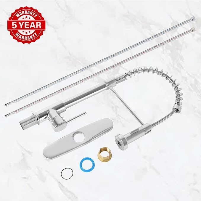 Chrome Kitchen Faucet with Pull Down Sprayer Kitchen Sink Faucet for Rv Camper Trailer,Apartment,Modern High Arc Single Handle Kitchen Faucets Grifos De Cocina Polished Chrome Kitchen Faucet