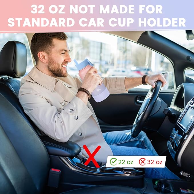 Water Bottle 32oz, Triple Walled Insulated Stainless Steel Reusable Bottle, Silicone Sleeve, Cleaning Brush, 2 Lids (Spout lid & Straw lid w/2 straw), Metal Mug Gallon, BPA Free, Pinky