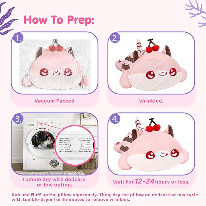 Cute Cat Plush Pillow, Kawaii Plushies Sweet Cat Stuffed Toys, Squishy Plushies, Cuddle Plush Pillow for Boys & Girls