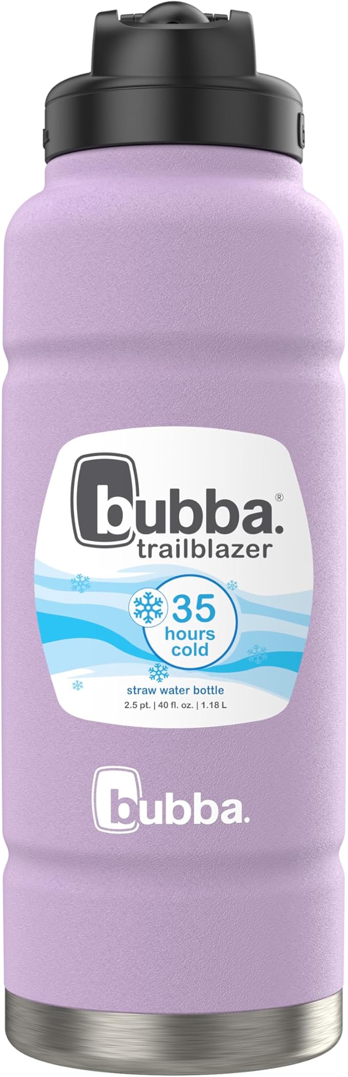 Bubba Trailblazer Insulated Stainless Steel Water Bottle with Straw Lid, 40oz, Lavender Frost Powder Coat
