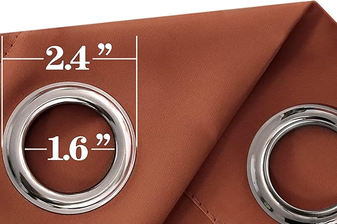 Mrs.Naturall Warm Terracotta Blackout Curtains 72 Inch Length for Living Room 2 Panels Set Grommet Heavy Insulating Winter Curtains for Bedroom