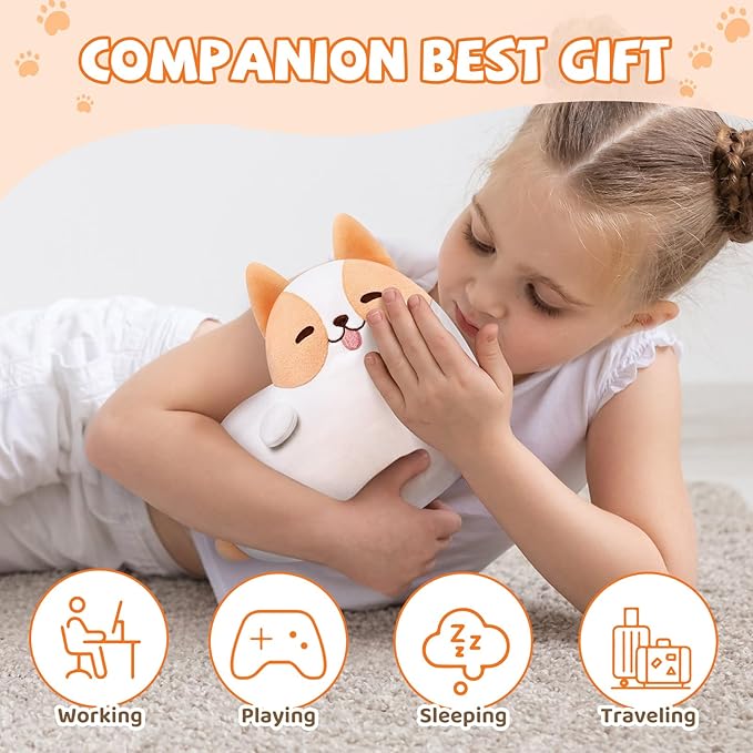 Corgi Plush Stuffed Animals, Cute Dog Plushies Stuffed Toy Pillow, Kawaii Plushies Heart Shape Pillow, Puppy Squishy Plushies Cuddle Pillows for Kids & Adults