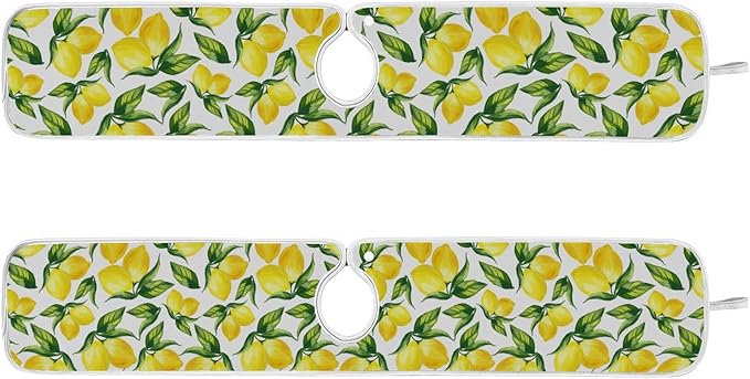 Kitchen Faucet Absorbent Mat,Lemon Water Splash Guard for Sink, Faucet Drip Catcher Thicken Sponge Microfiber Faucet Water Catcher Mat Sink Absorbent Mat for Kitchen 30x5in 2 Pack