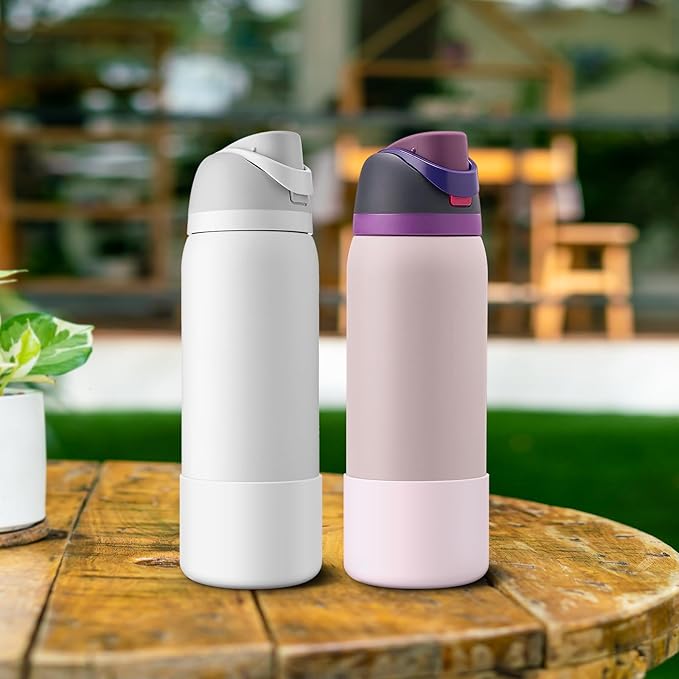 2PCS Silicone Water Bottle Boot for Owala 24oz 32oz 40oz, Anti-Slip Protective Sleeve Bottom Bumper Protector for FreeSip, Twist, and Flip Stainless Steel Water Bottles