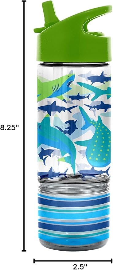 Stephen Joseph, Kids Sip and Snack Water Bottle, 12 oz Tritan BPA Free, Drink and Snack Water Bottle for Girls & Boys, Back to School Water Bottle, Shark
