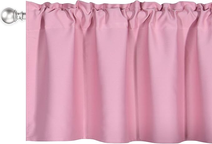 4 Panels Baby Pink Valance for Windows 42x18 Inch Solid Thermal Insulated Blackout Rod Pocket Kitchen Short Curtain Toppers Valance for Bathroom Living Room
