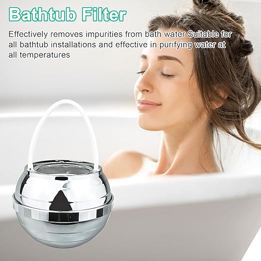 Bath Water Filter Water Faucet Filter, Purify Your Bathwater -8 Stages Bath Filter- Removes Hundreds of Contaminants, Bath Faucet, BPA Free, Water Filter for Ball Shower, White (1)