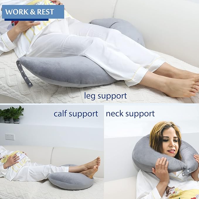 BBL Pillow After Surgery, BBL Pillow for Sitting Sleeping Driving, Hemorrhoid Pillow Seat Support Cushio for Butt with Hole, Butt Donut Pillow for Woman,Grey