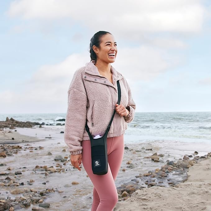 Takeya Hydrotex Easy Grip Bottle Sling, Water Bottle Carrier with Strap and Pockets, Fits 32 and 40 oz Bottles, Great for Pickleball and Tennis Courts