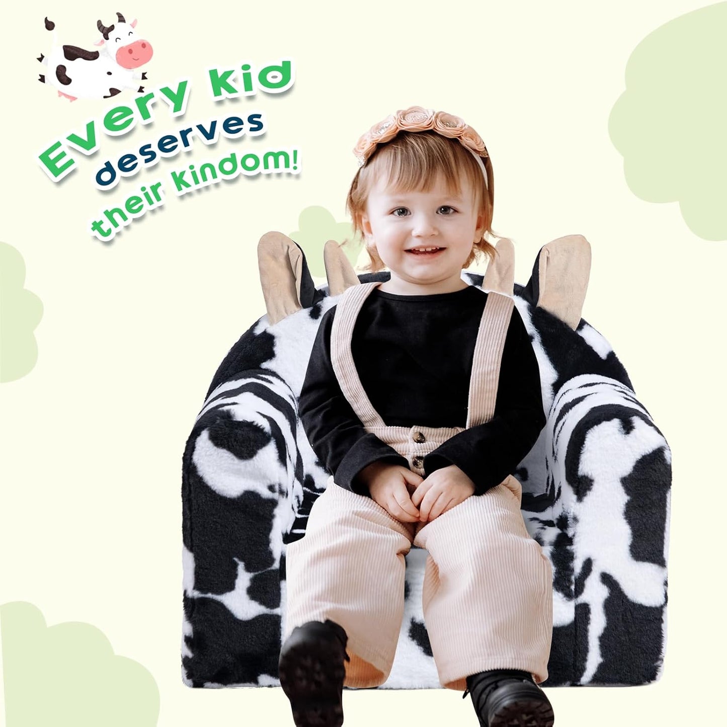 ALIMORDEN Animal Series Kid's Chair, Ultra-Soft Comfy Foam Filled Toddler Sofa Chair, Cute Animal-Shaped Design Toddler Couch, Lightweight Birthday for Baby Boys & Girls (Cow)