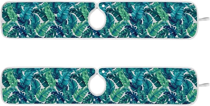 Kitchen Faucet Absorbent Mat,Turquoise Green Palm Leaves Water Splash Guard for Sink, Faucet Drip Catcher Thicken Sponge Microfiber Faucet Water Catcher Mat Sink Absorbent Mat for Kitchen 30x5in 2Pack