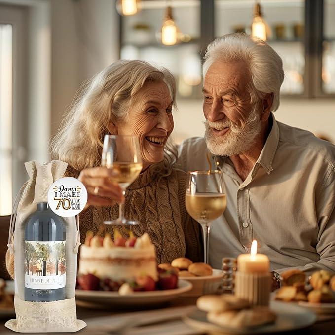 comfit 70th Birthday Birthday Wine Gift Bag, Birthday Party Decoration Wine Bag Gifts, Happy Birthday decor, Pairs Well with Celebrating Birthday Wine Bag for Her Him