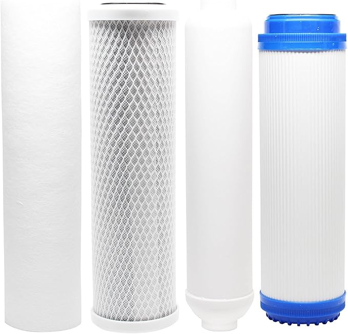 CFS – 4 Pack Replacement Water Filter Kit Includes Carbon Block, Polypropylene Sediment, GAC, & Inline Cartridges Compatible with Topway Global (TGI) GTS-550 RO Models – Removes Bad Taste & Odor