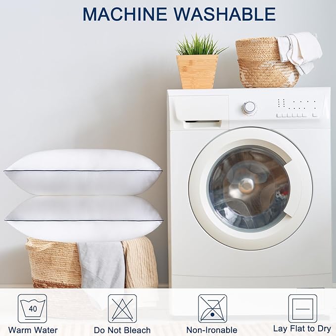 Bed Pillows for Sleeping 2 Pack - Standard Size pillows- Luxury Plush Soft Supportive Pillows with Home and Hotel - Premium Breathable Microfiber Bed Pillows for Back, Stomach or Side Sleepers