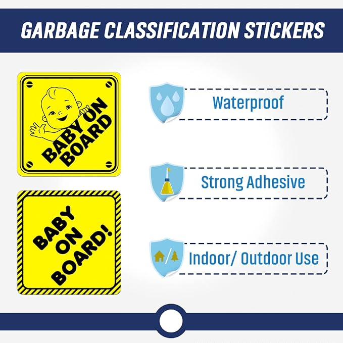 Baby in Car Sticker for Cars Vehicle Kids Children On Board Signs Vinyl Bumper Stickers Drive Safely Around Removable Window Label Decals Sign Truck Label Decorations