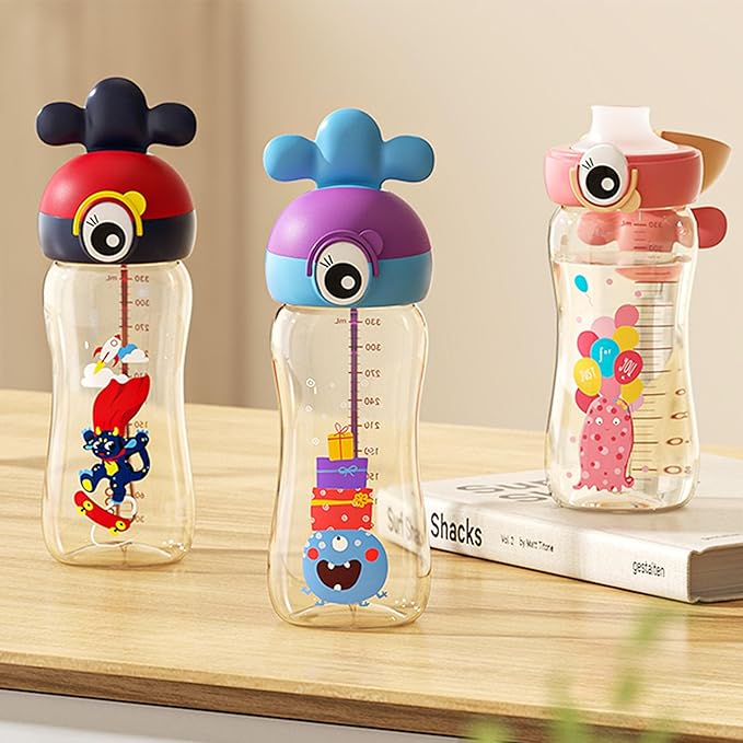 Kids Water Bottle for School or Travel, 11oz Reusable Kids School Water Bottle, Leak-Proof Portable Water Bottle for Girls & Boys, BPA-free (Blue+Red, 2 Pack)