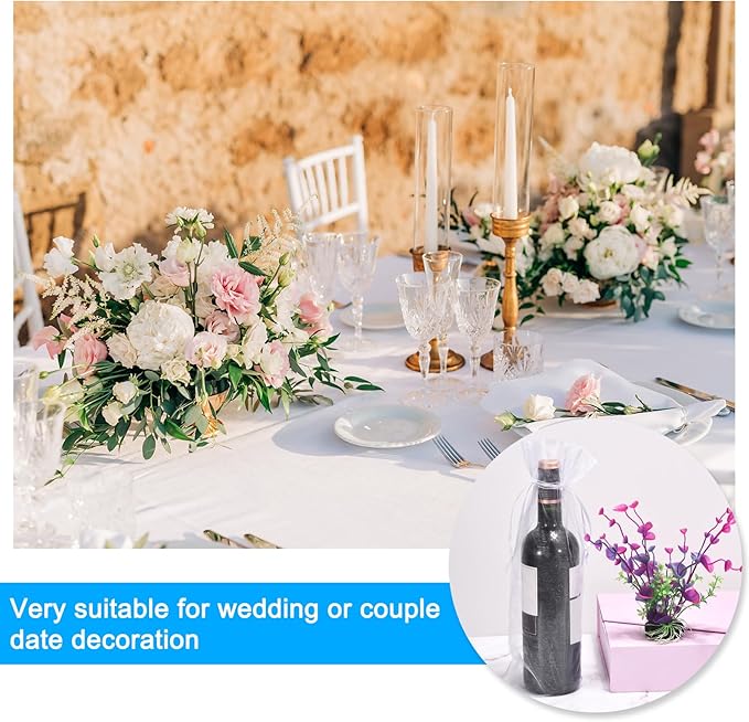 uxcell Organza Wine Bags, 12PCS 14.5 x 5.5 In Gold Sheer Mesh Organza Wine Wrapping Bags With Drawstring Wine Gift Pouches for Bottle Birthday, Wedding Party