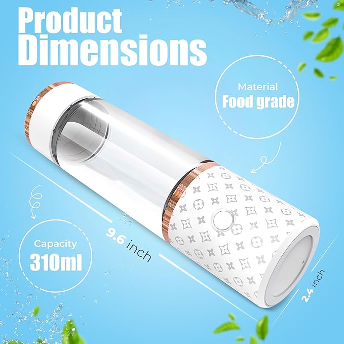 Premium Hydrogen Water Bottle Generator for Hydrogen Enriched Water – 3 in 1- USB Powered Hydrogen Water Machine with 1500-2000ppb – 5 Different Light Modes Hydrogen Bottle for Sports, On The Go