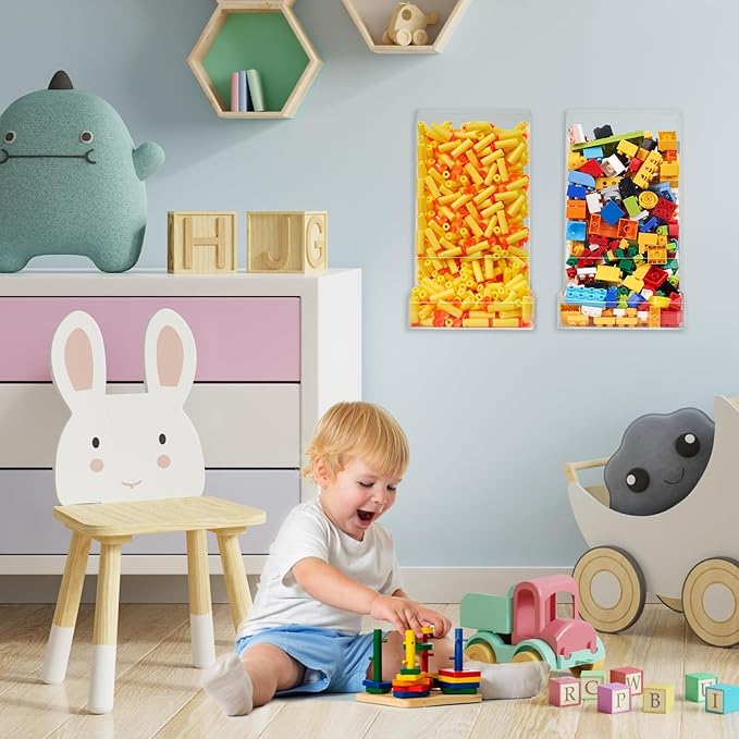 2-Pack Acrylic Wall Toy Dispenser with Corner Guards and Mounting Hardware - Enhance Toy Organization and Safety - Storing Candy