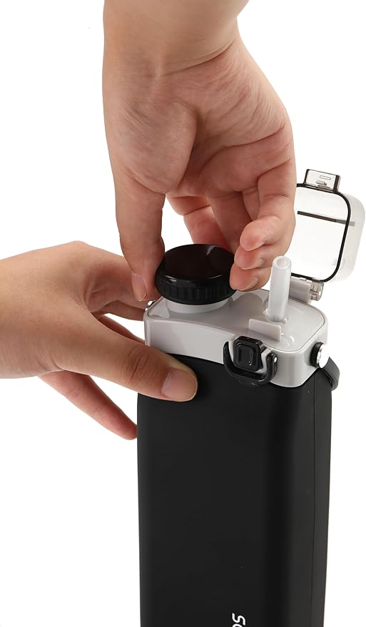 Collapsible Silicone Water Bottle - 600ml, BPA-Free, Portable and Leak-Proof with Carrying Handle for Travel, Camping, Hiking, Fishing, Swimming, Biking (Black)