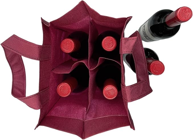 Wine Gift Bag,Wine Bags For Wine Bottles Gifts,reusable Wine Gifts Bag,wine Bags For Travel,Wine Tote Bag Wine Gifts,4 Bottle Wine Caddy, 4 bottle wine bag tote,Custom wine bag (2 Pack)