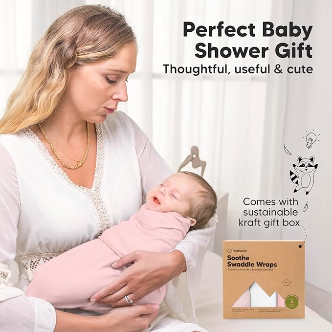 3-Pack Organic Baby Swaddle Sleep Sacks - Newborn Swaddle Sack, Ergonomic Baby Swaddles 0-3 Months, Swaddles for Newborns, Baby Sleep Sack, Baby Swaddle Blanket Wrap, Baby Essentials (Candy)