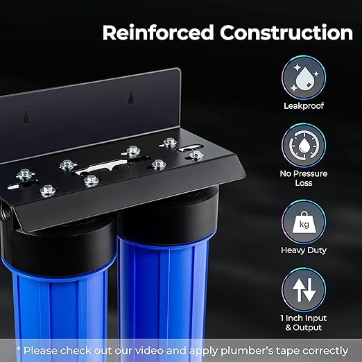 iSpring Whole House Water Filter System, Reduces Scale, Corrosion, Chlorine, Taste, Odor, 2-Stage Water Descaler and Water Filter, Model: WGB22B-DS