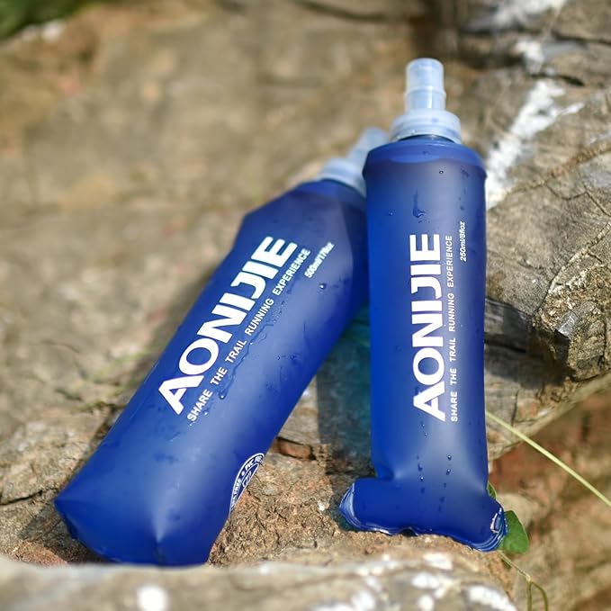 TRIWONDER TPU Soft Folding Water Bottles BPA-Free Collapsible Flask for Hydration Pack - Ideal for Running Hiking Cycling Climbing (500ml/16.9oz - Pack of 2)