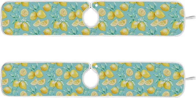 Kitchen Faucet Absorbent Mat,Lemon Fruit Summer Water Splash Guard for Sink, Faucet Drip Catcher Thicken Sponge Microfiber Faucet Water Catcher Mat Sink Absorbent Mat for Kitchen 23x5in 2 Pack