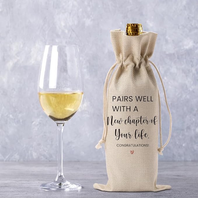 Going Leaving Moving Away Farewell Retirement Gifts for Friends Coworkers Women, New Jop New Beginning New Business Owner Gifts Wine Bag, Pairs Well With A New Chapter Wine Bag