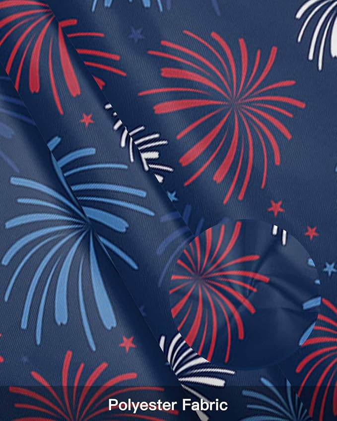 July 4th Kitchen Curtains Valances for Windows Fireworks Celebrate Patriotic Americana Stars Rod Pocket Window Treatment for Kitchen/Living Room/Bedroom/Bathroom, 42" X 12", Red, White and Blue