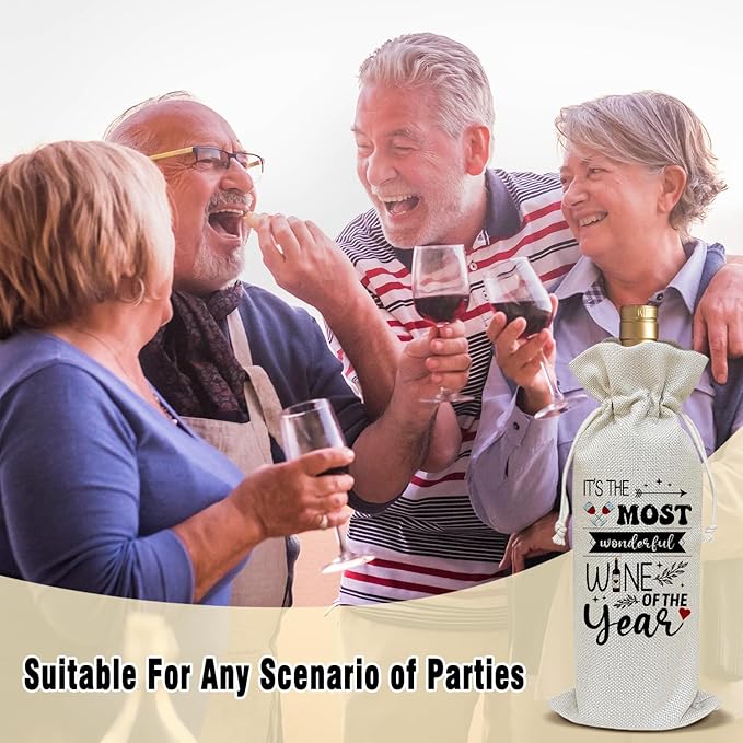 Wine Canvas Bag, Funny Wine Gift Bag, Birthday Gifts for Women Men Coworker Colleague Mom Wife Wine Lover Gifts, Wine Bags for Wine Bottles, Wine Gifts With Drawstring Holiday Party Decoration -WB27