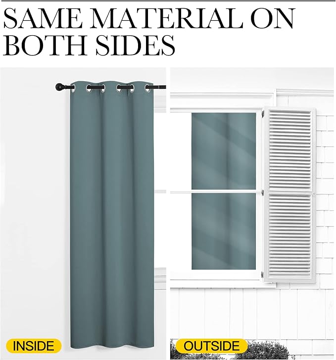 NICETOWN Modern Blackout Curtains Noise Reducing, Thermal Insulated and Privacy Room Darkening Drape Panels for Boy's Guest Room Door Small Short Window (Greyish Blue, 2 Panels, W29 x L45 -Inch)