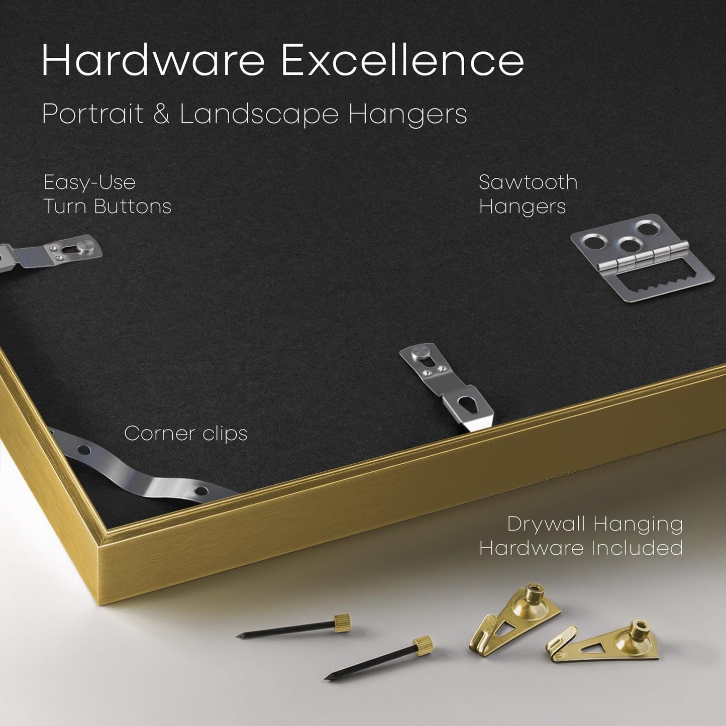 Homeforia A5 Picture Frame Gold, High End Metal 5.8 x 8.3 Frames Matted to 4.1 by 5.8 inch Photo, A5 Frame with Mat A6, 5.8x8.3 Poster Frames, 8.3x5.8 Display Frame, Tempered Glass, Wall Kit, Set of 1