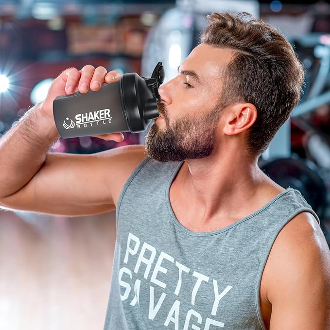 Shaker Bottle, 400ml Small Protein Shaker Cup with Mixing Ball for Smooth blending, Leak-Proof GYM Workout Water Bottles for protein Shake,Bpa Free (13oz / Black)