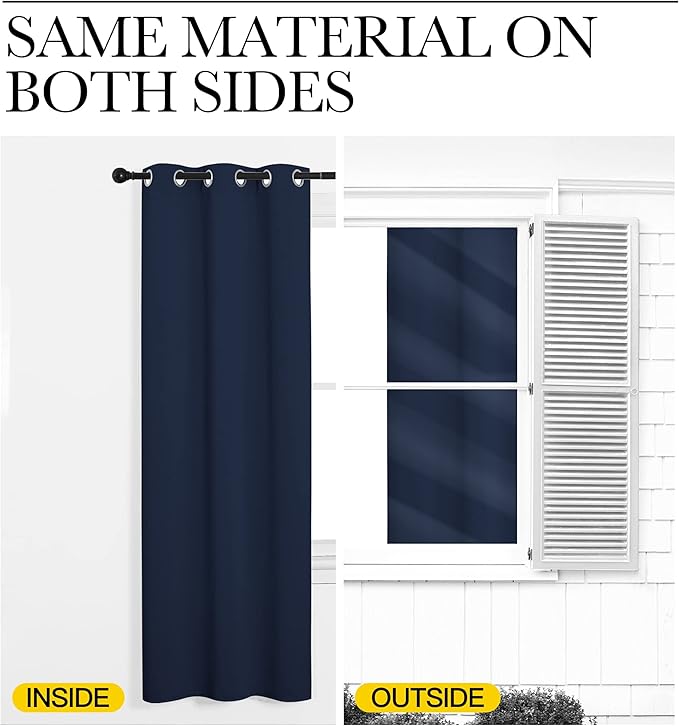 NICETOWN Blackout Draperies Curtains, All Season Thermal Insulated Solid Grommet Top Blackout Curtains/Drapes for Kid's Room (Navy, 1 Pair, 42 x 68 inches)