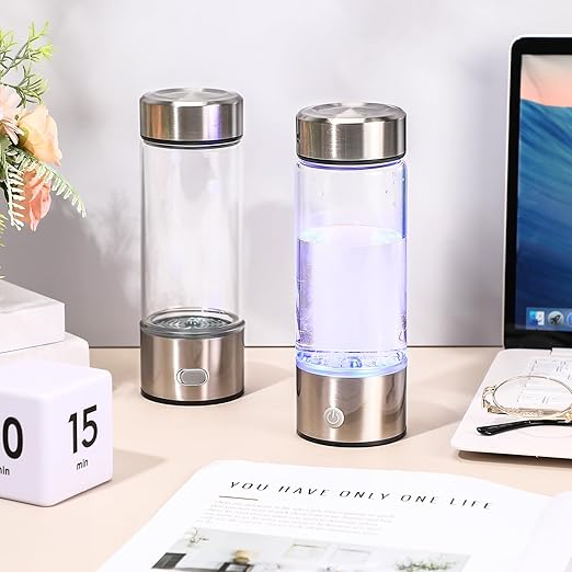 Honeydak 2 Pcs Hydrogen Water Bottle Portable Rechargeable Hydrogen Water Machine Generator Hydrogen Water Ionizer Machine Hydrogen Water Generator for Home Office Travel (Silver)