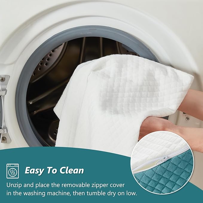 3 PCS Upgraded Bed Wedge Pillow for Sleeping - 35D Post Surgery Pillow for Back Leg Pain Relief - 22" Wide Adjustable Triangle Wedge Pillow Set for Acid Reflux & GERD & Snoring(white blue)