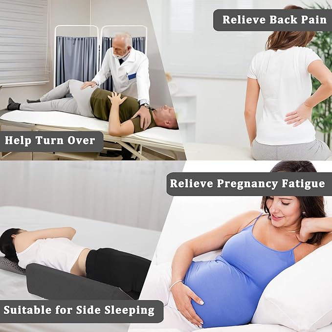 Bed Wedge Pillow for Side Sleeping Sponge Filled Body Positioning Triangle Pillow Suitable for Pregnancy and Surgery Prevent Bed Sore for Leg and Back Support with Pillow Case (Dark Gray)
