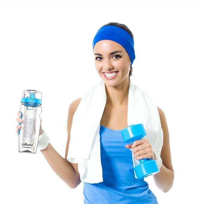 Fruit Infuser Water Bottle 32oz- Durable, Large - BPA Free Tritan, Flip Lid, Leak Proof Design - Sports, Camping